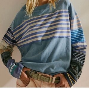 NWOT Free People Mackenzie Tee Blue Size S